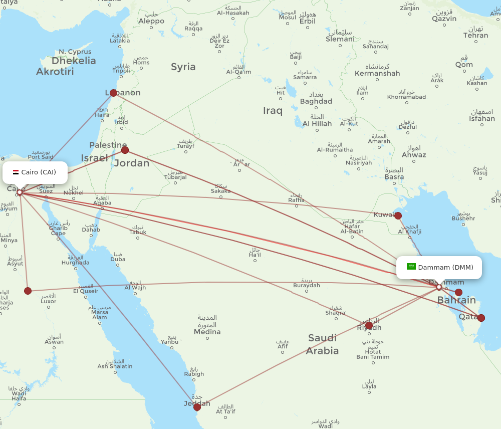 CAI to DMM flights and routes map