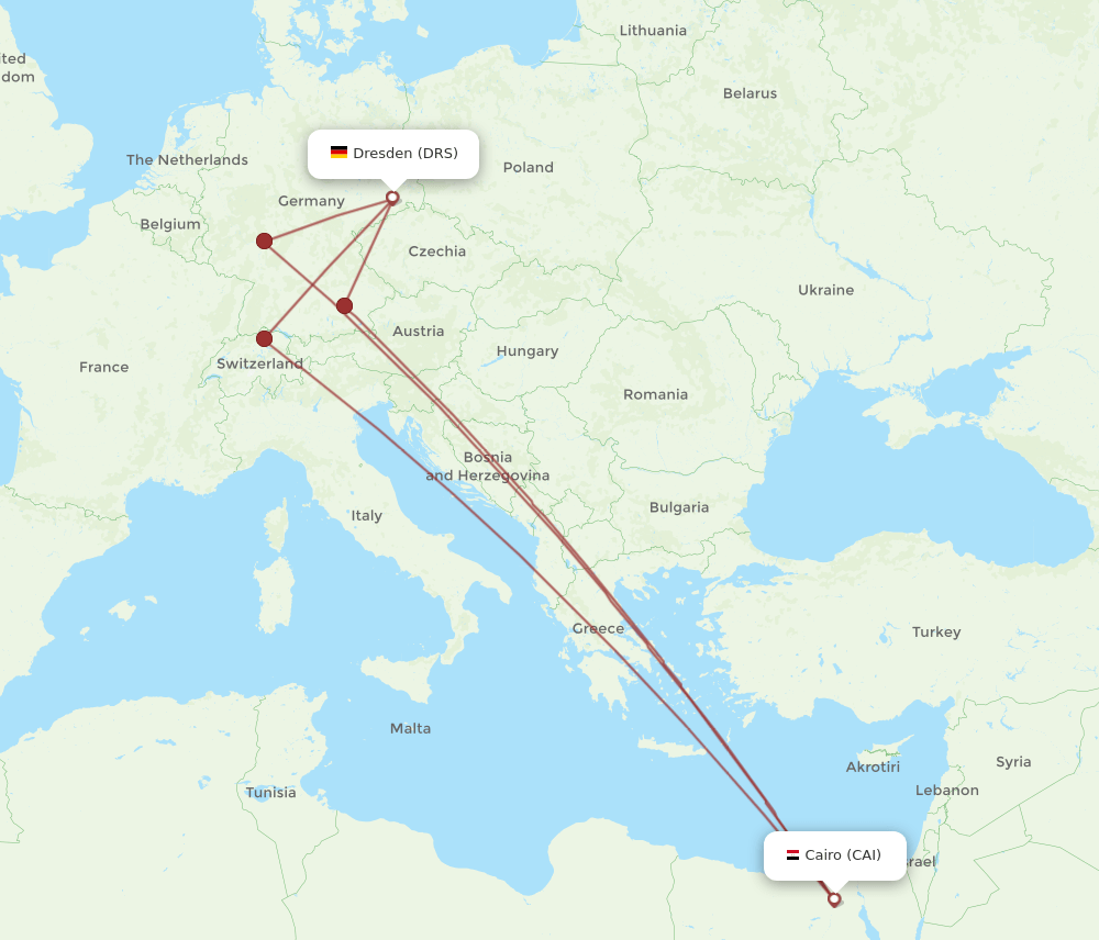 CAI to DRS flights and routes map