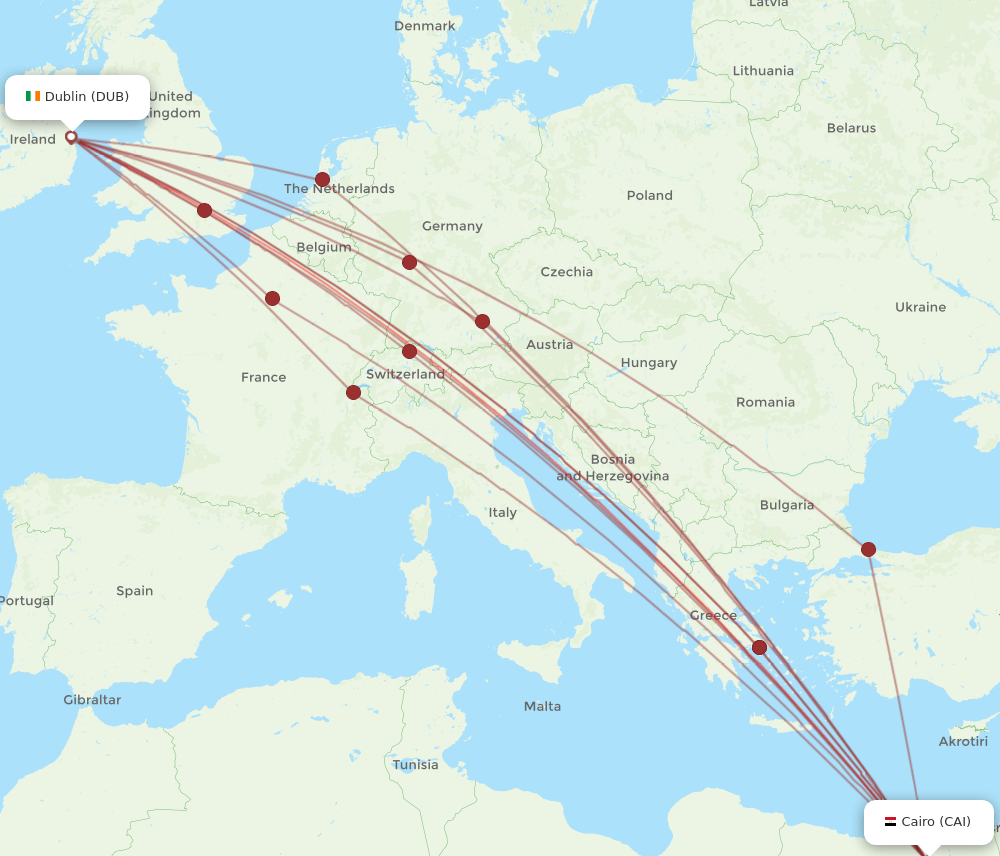 CAI-DUB flight routes