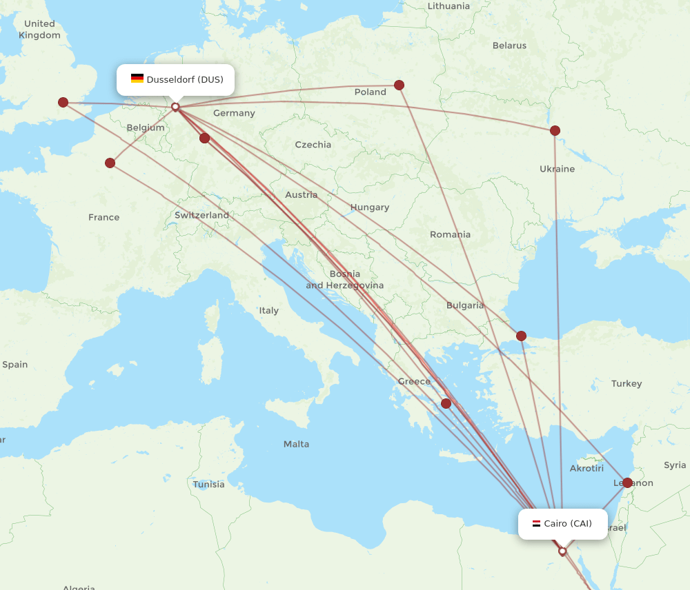 CAI-DUS flight routes