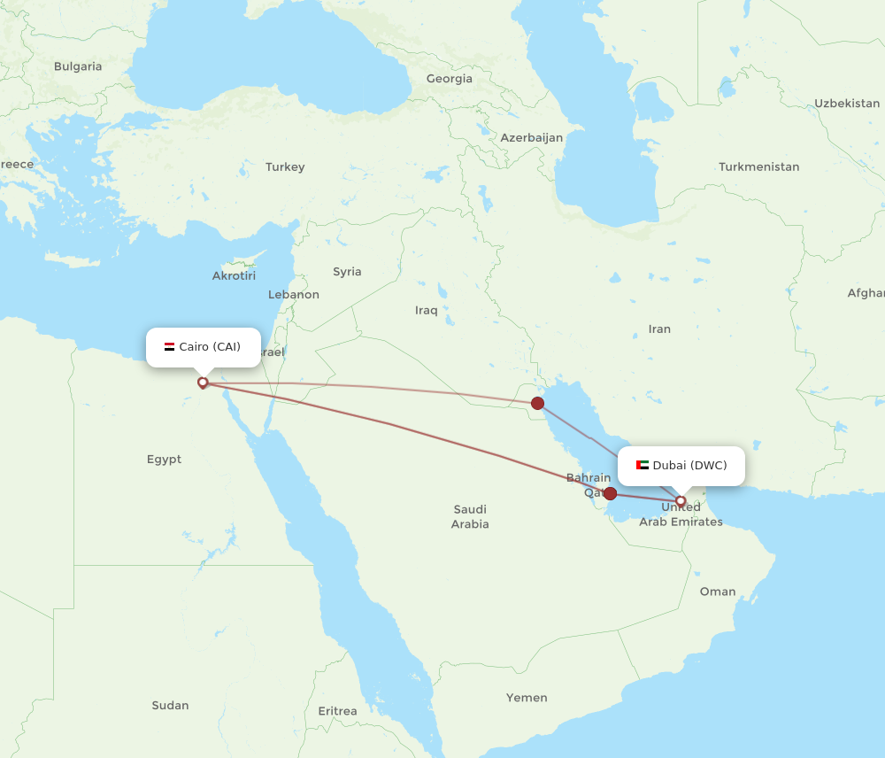 CAI to DWC flights and routes map