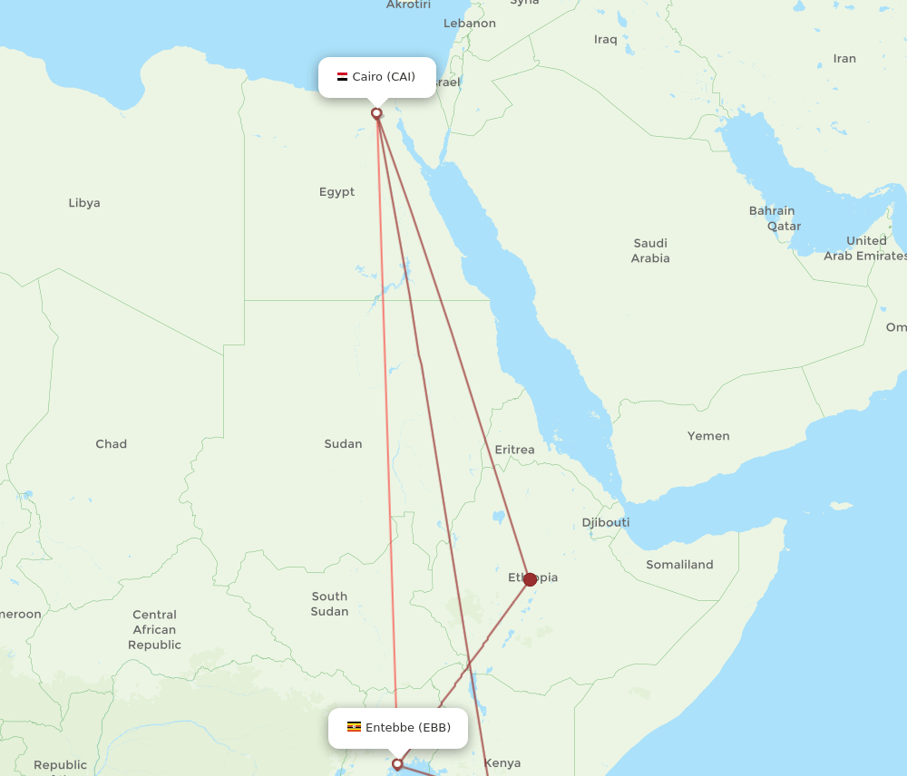 CAI to EBB flights and routes map