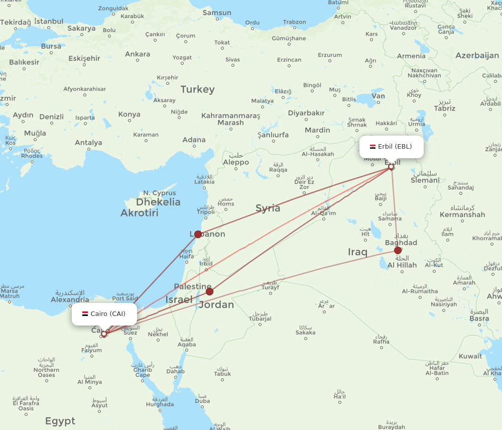 CAI-EBL flight routes
