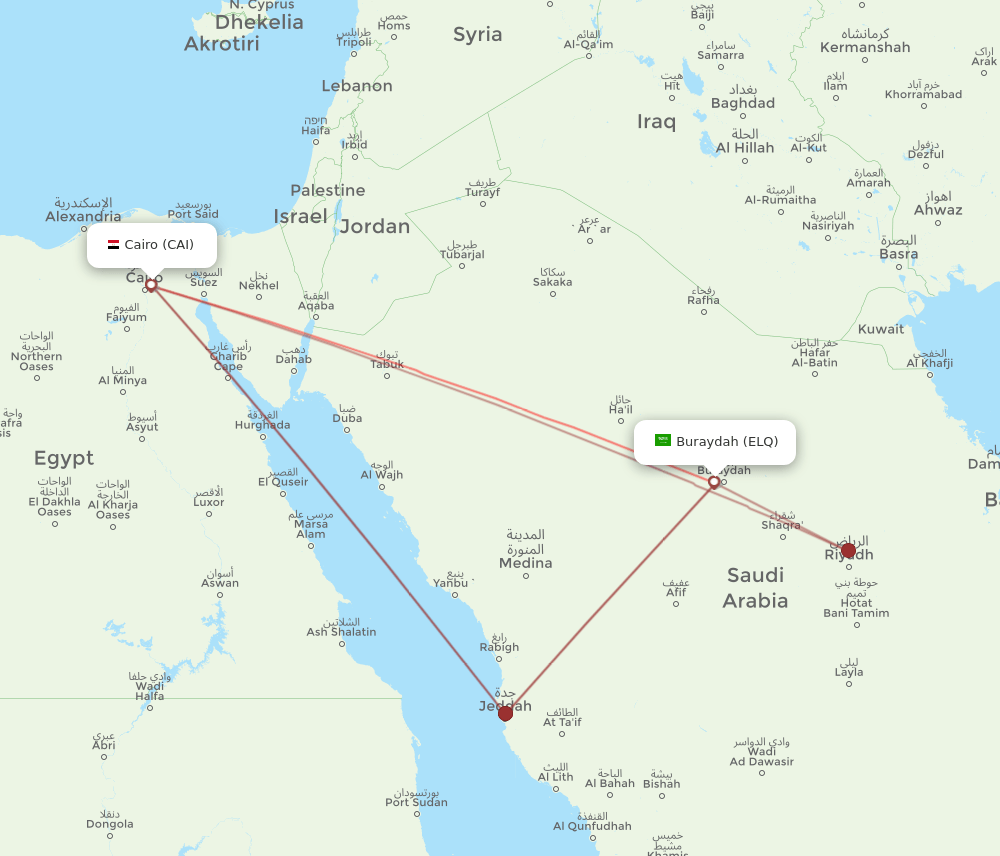 CAI to ELQ flights and routes map