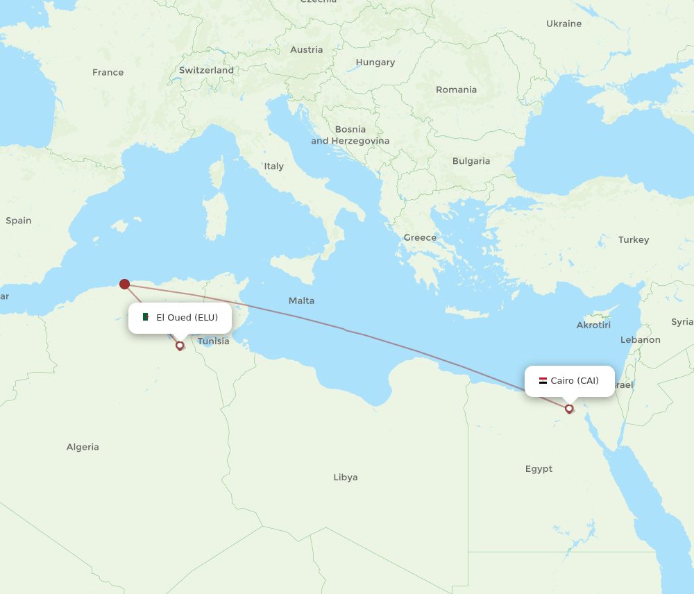 ELU to CAI flights and routes map