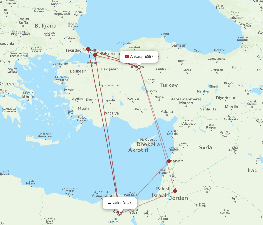 CAI-ESB flight routes