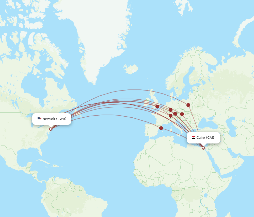 CAI-EWR flight routes