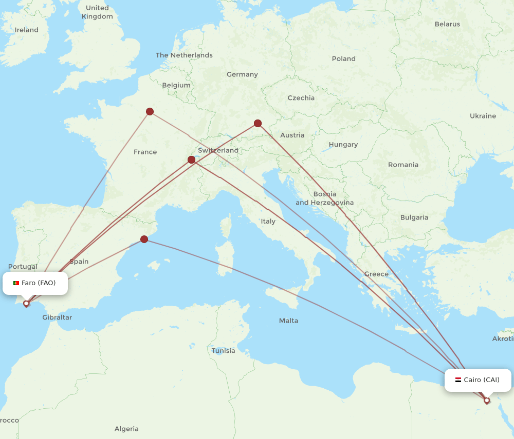CAI-FAO flight routes