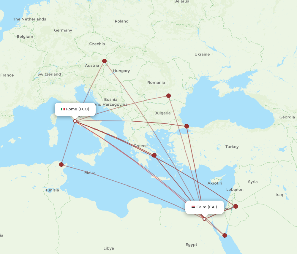 CAI to FCO flights and routes map