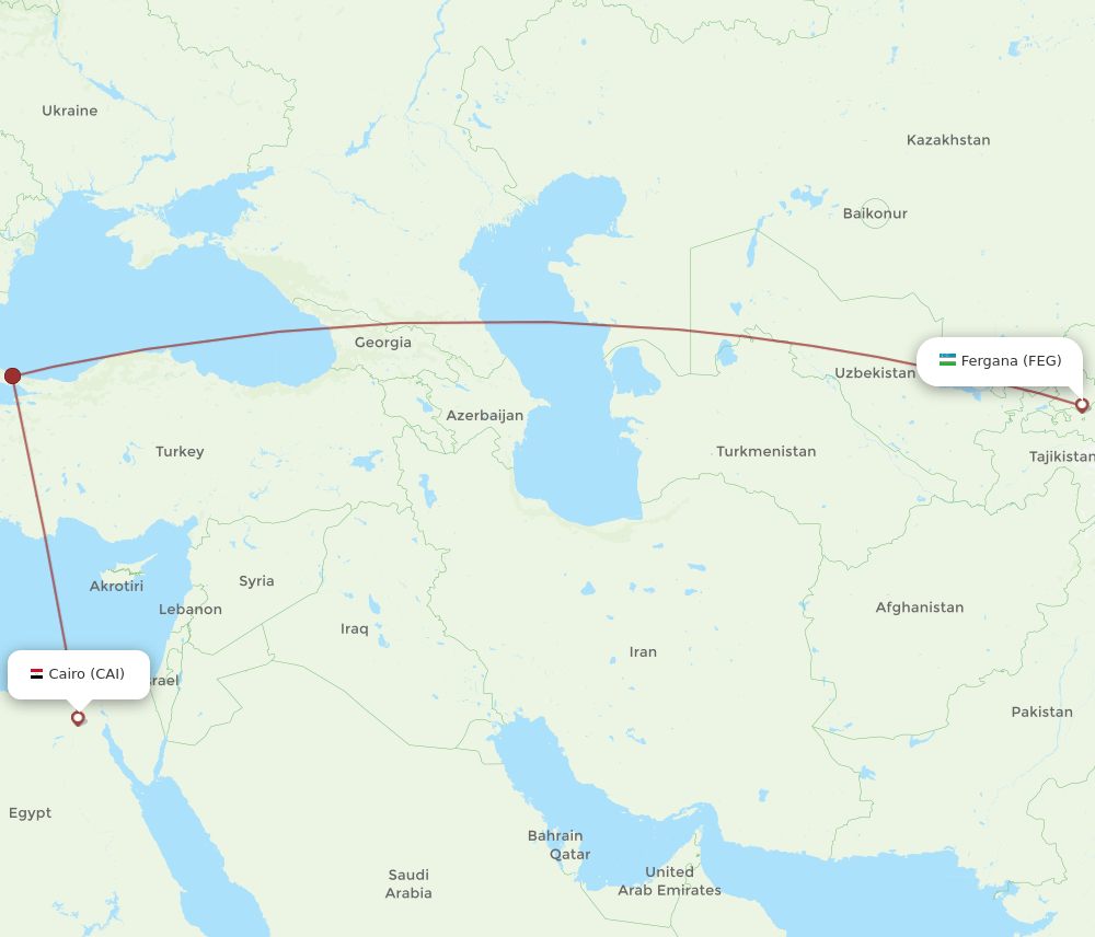 CAI to FEG flights and routes map