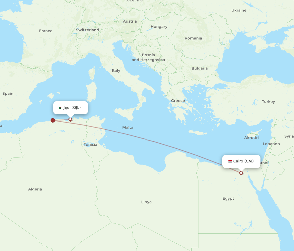 CAI to GJL flights and routes map