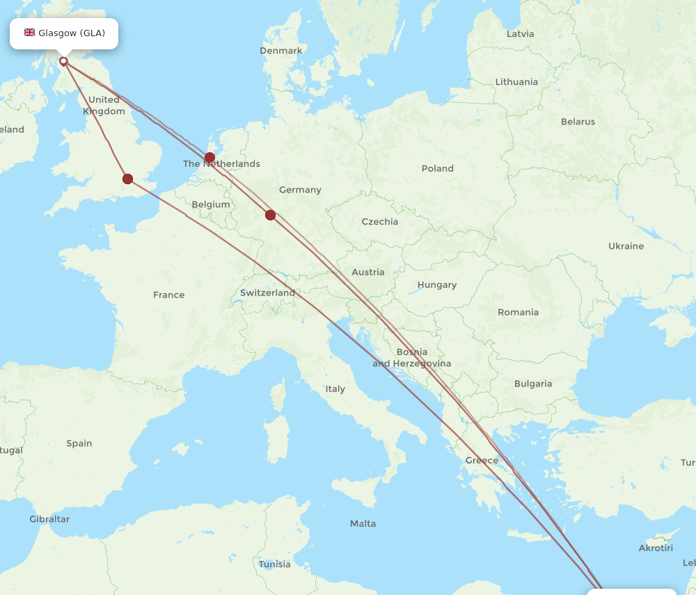 CAI-GLA flight routes