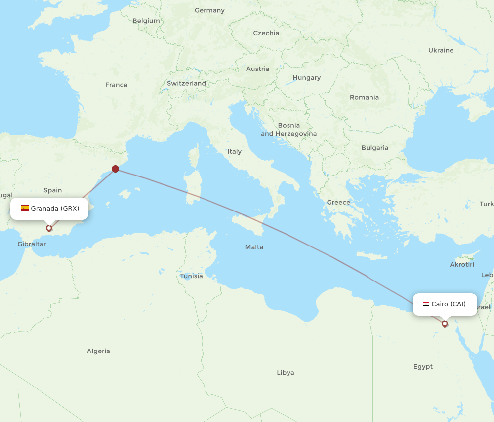 CAI-GRX flight routes