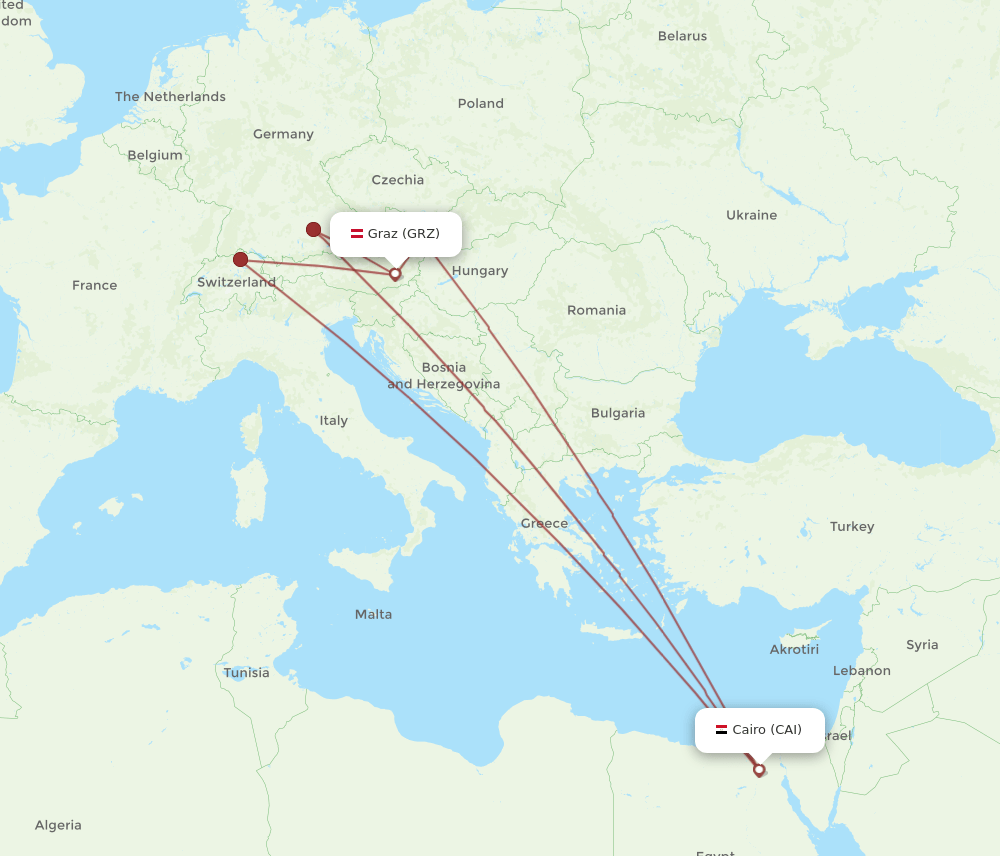 CAI-GRZ flight routes