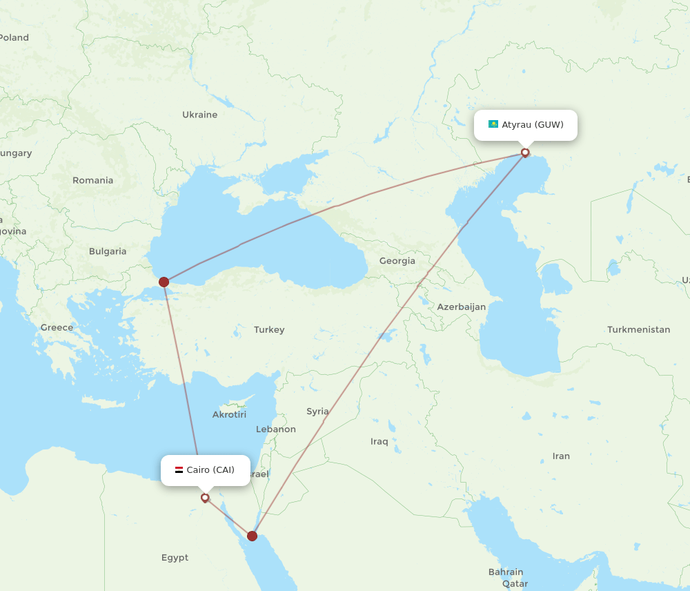 CAI-GUW flight routes