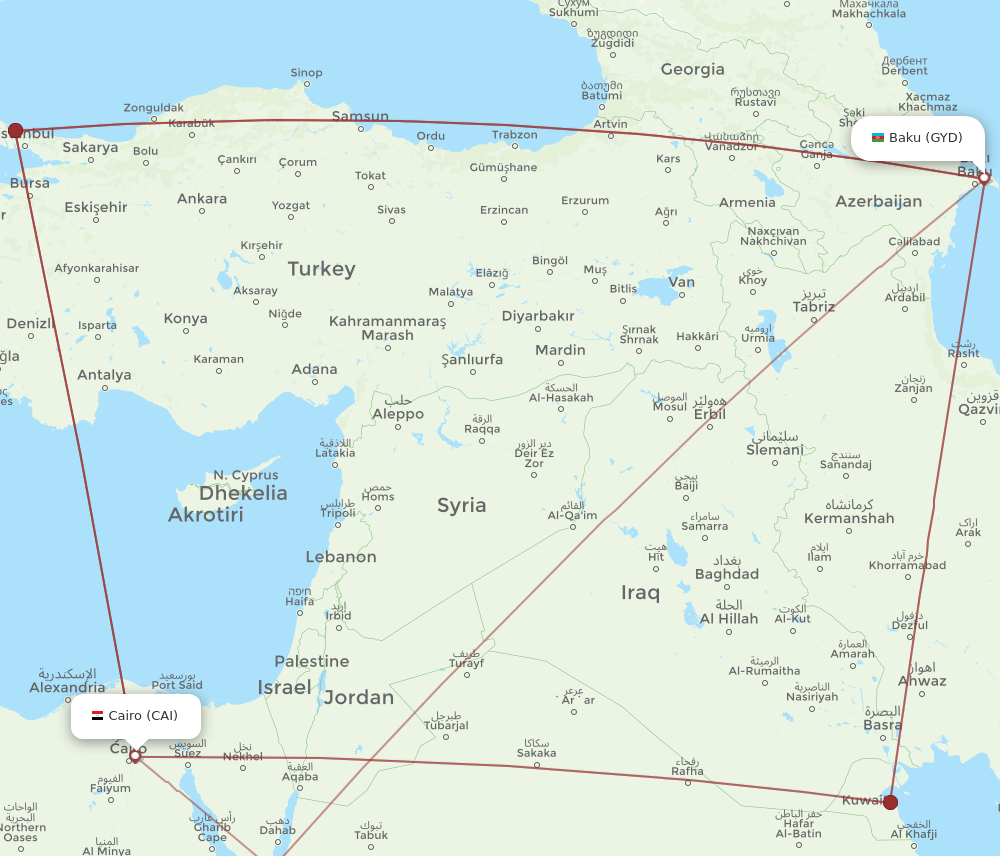 CAI-GYD flight routes