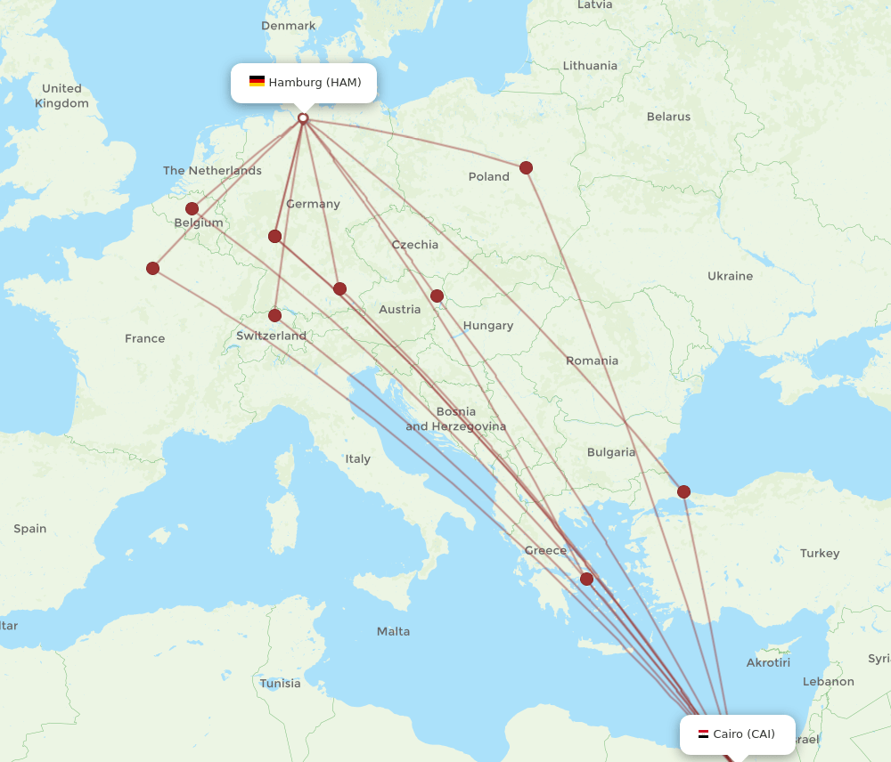 CAI-HAM flight routes
