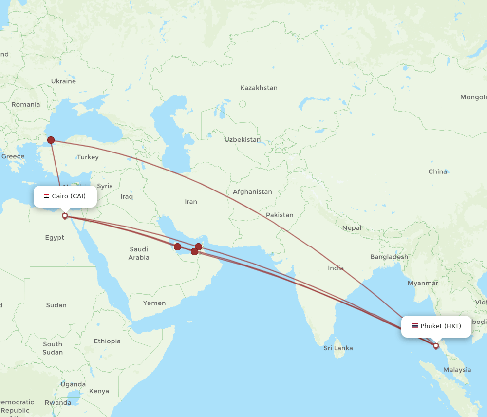 CAI-HKT flight routes