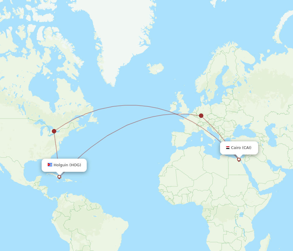 CAI to HOG flights and routes map