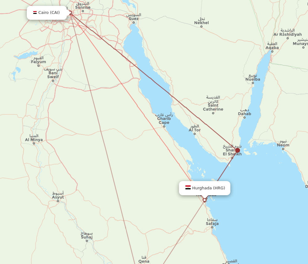 CAI to HRG flights and routes map
