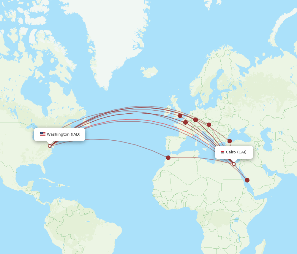 CAI-IAD flight routes