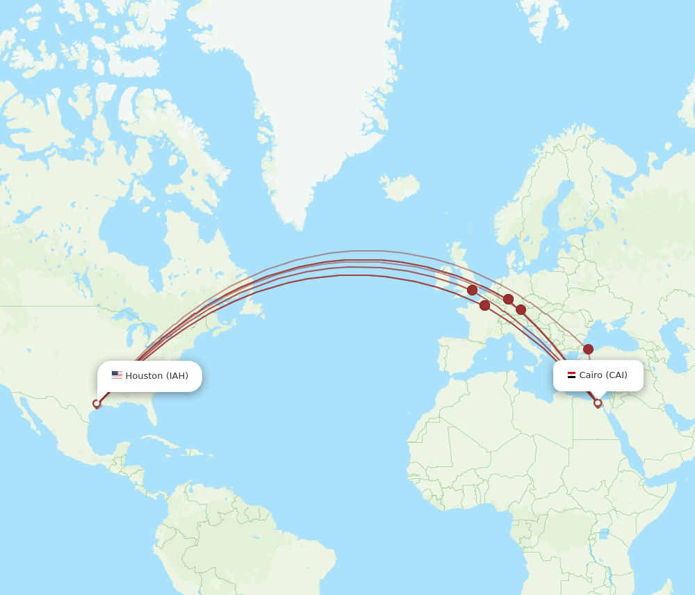 CAI-IAH flight routes