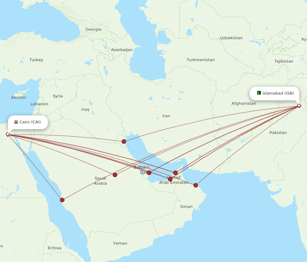 CAI-ISB flight routes