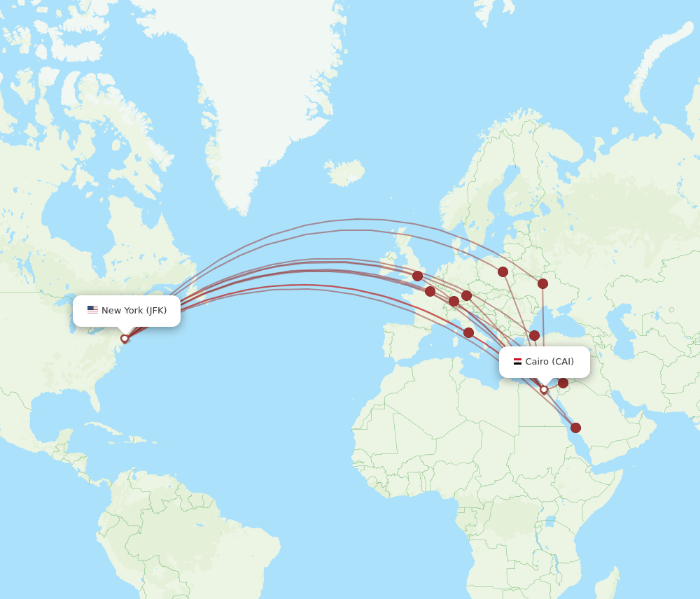 CAI-JFK flight routes