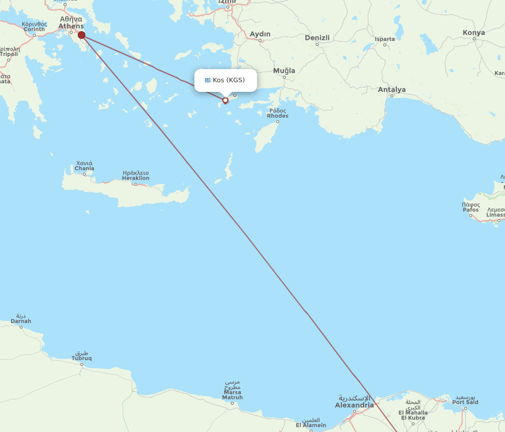 CAI to KGS flights and routes map