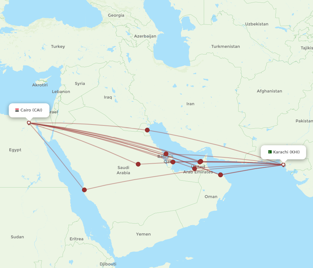 CAI to KHI flights and routes map