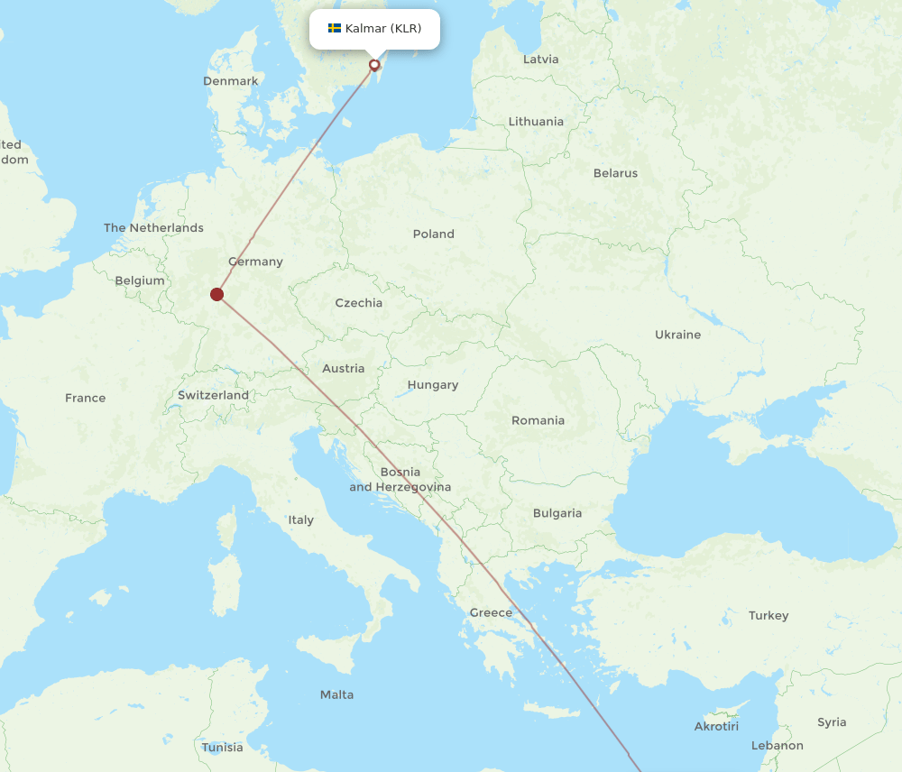 Cairo - Kalmar route map and flight paths