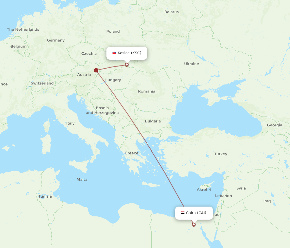 CAI-KSC flight routes
