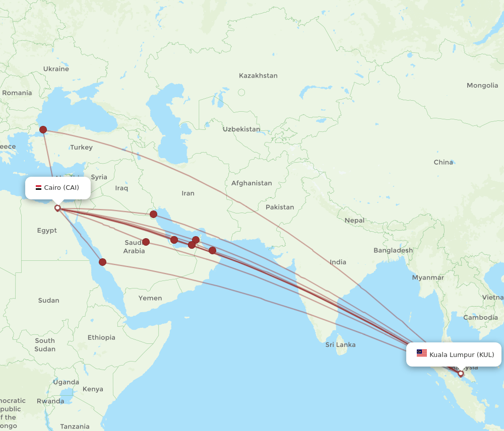 CAI-KUL flight routes