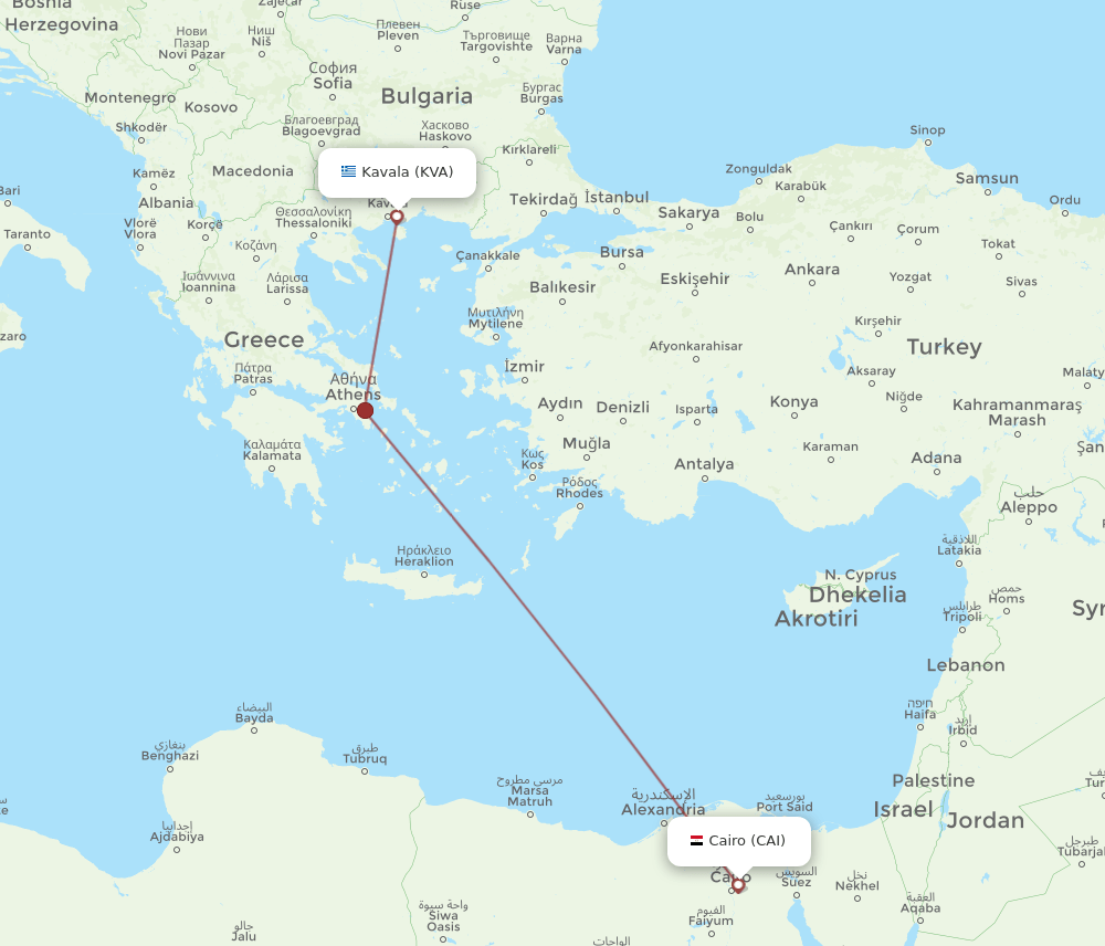 CAI-KVA flight routes