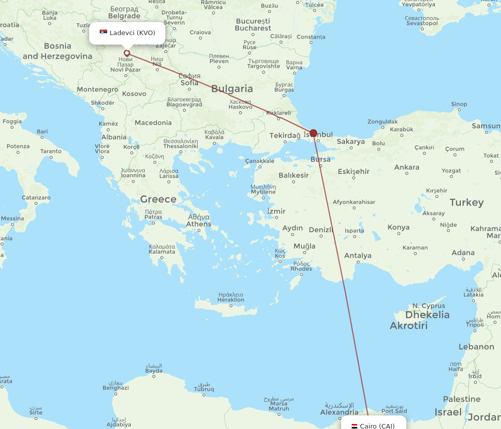 CAI-KVO flight routes