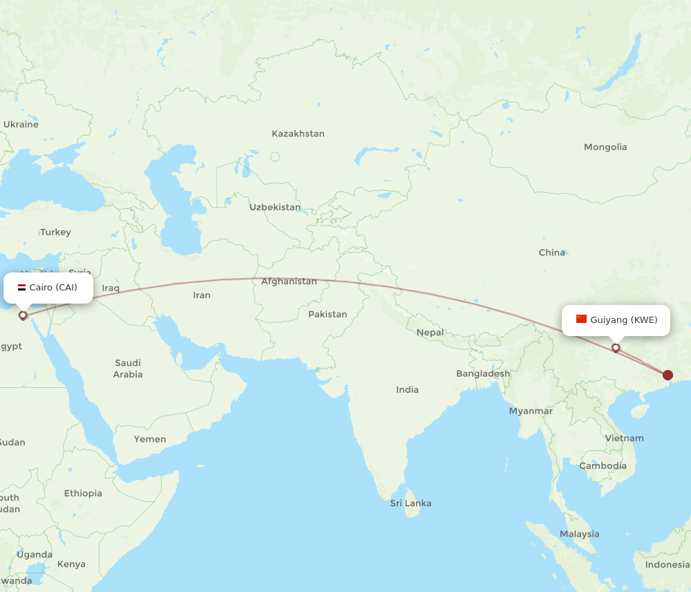 CAI to KWE flights and routes map