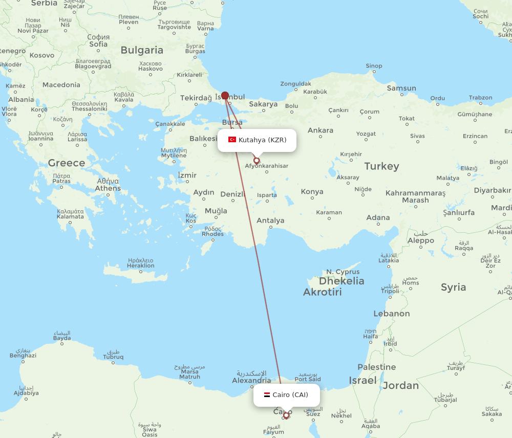 CAI-KZR flight routes