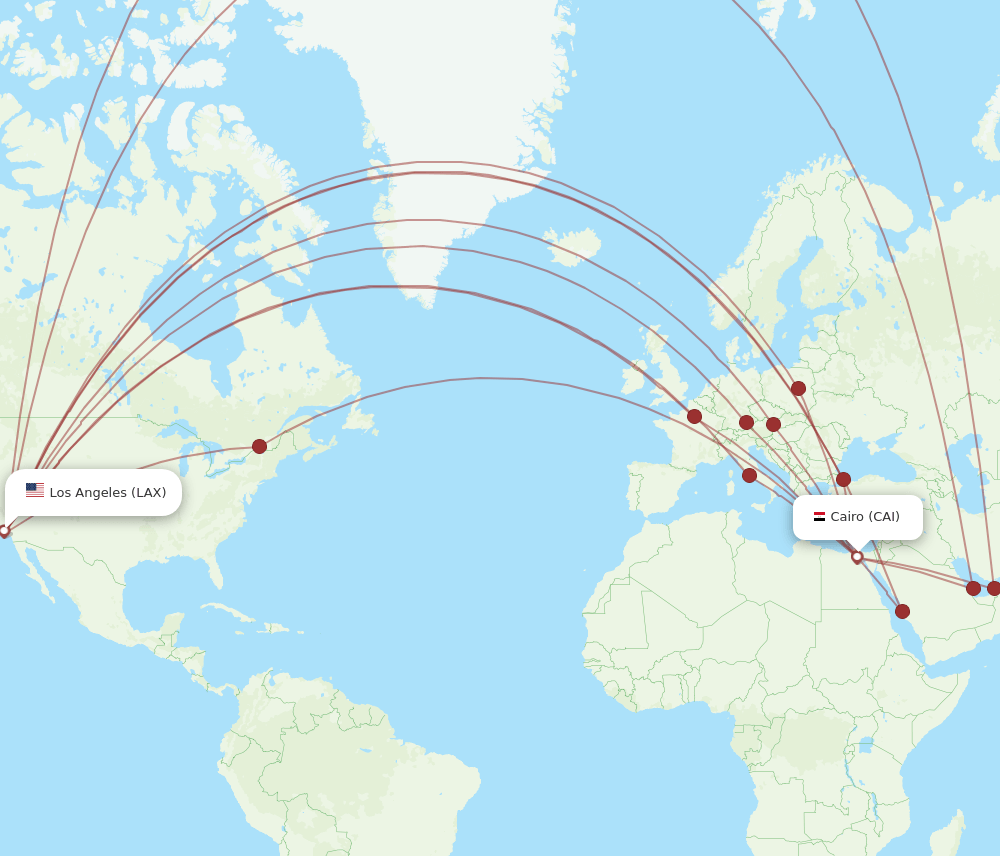 CAI-LAX flight routes