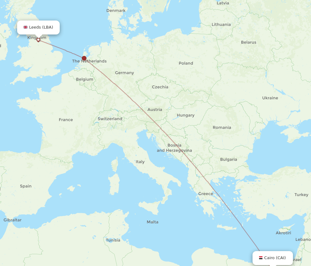 CAI-LBA flight routes