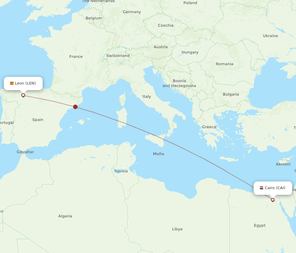 CAI to LEN flights and routes map
