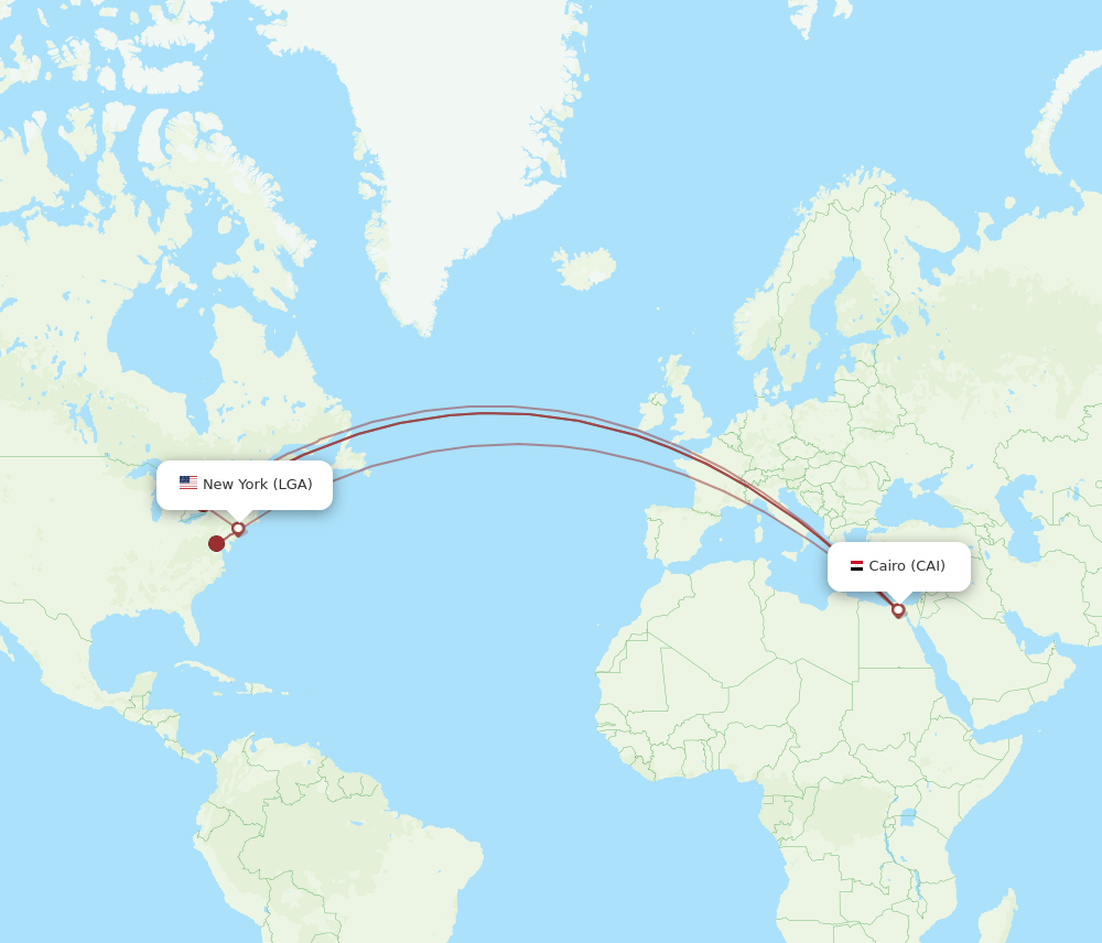 CAI to LGA flights and routes map