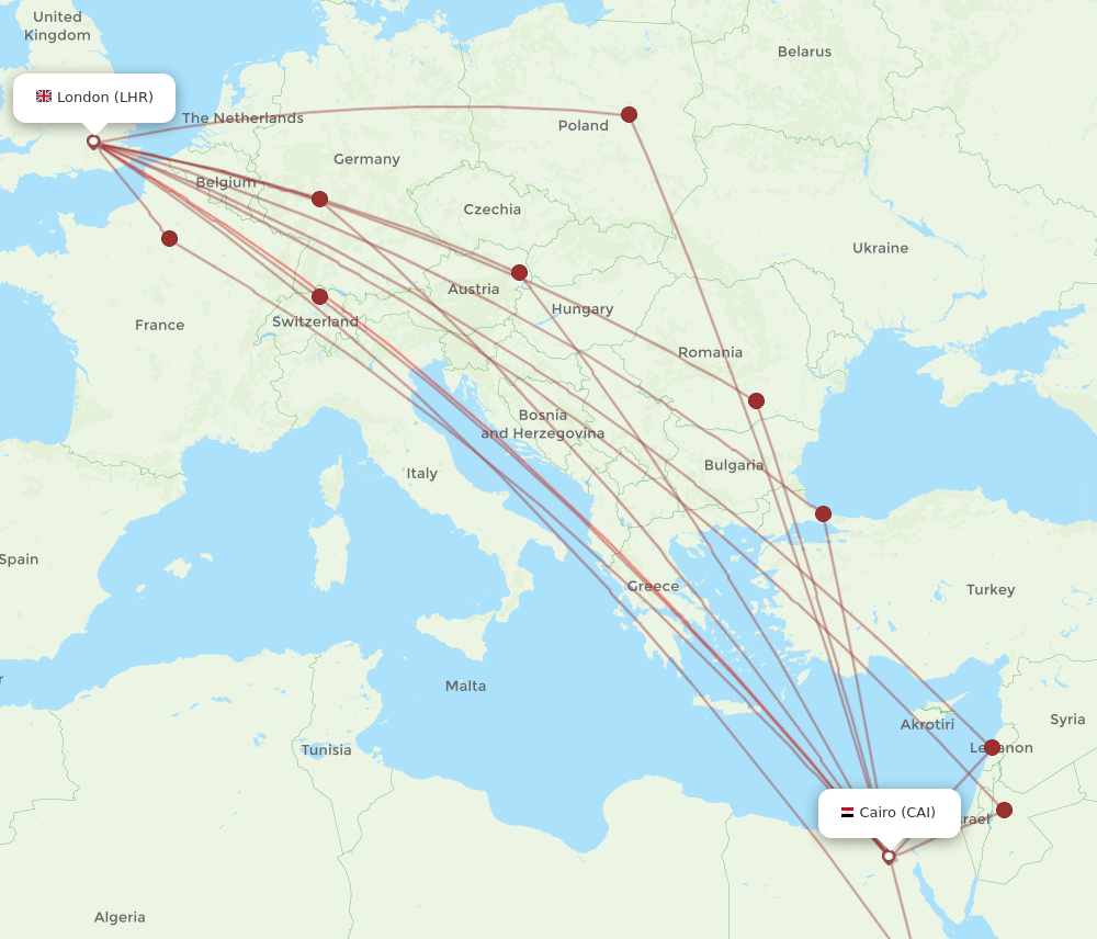 CAI-LHR flight routes