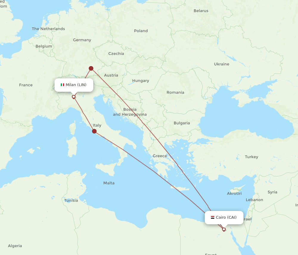 CAI to LIN flights and routes map