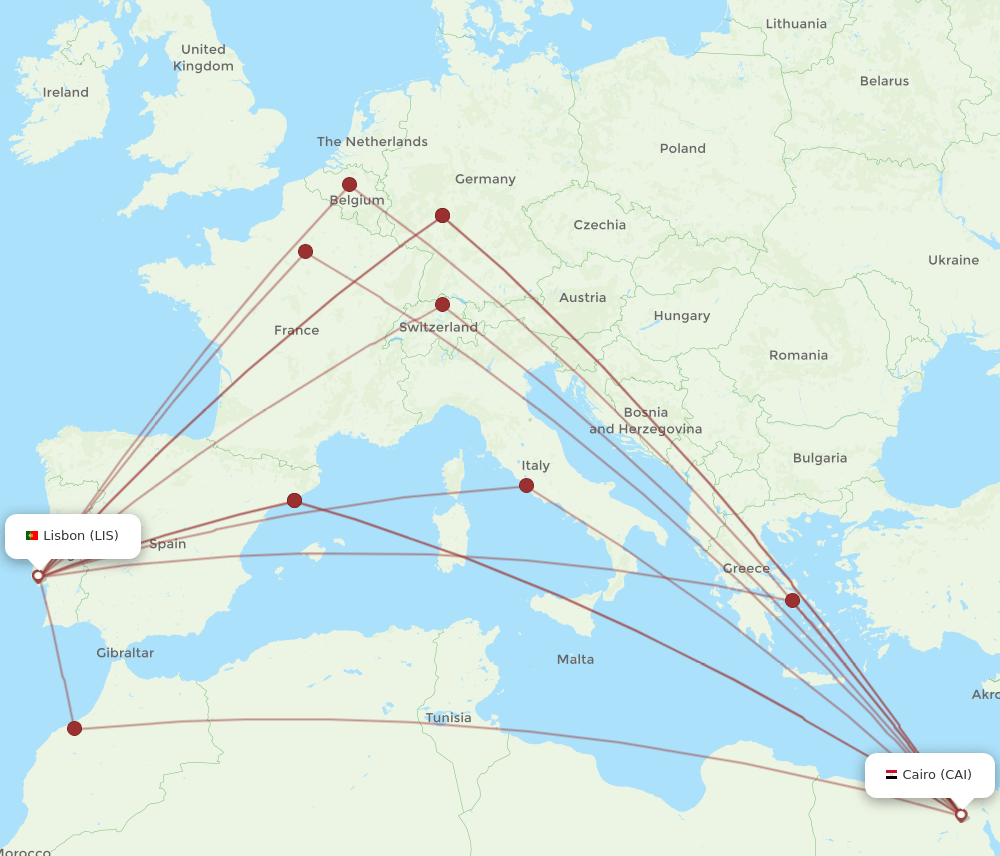 CAI-LIS flight routes
