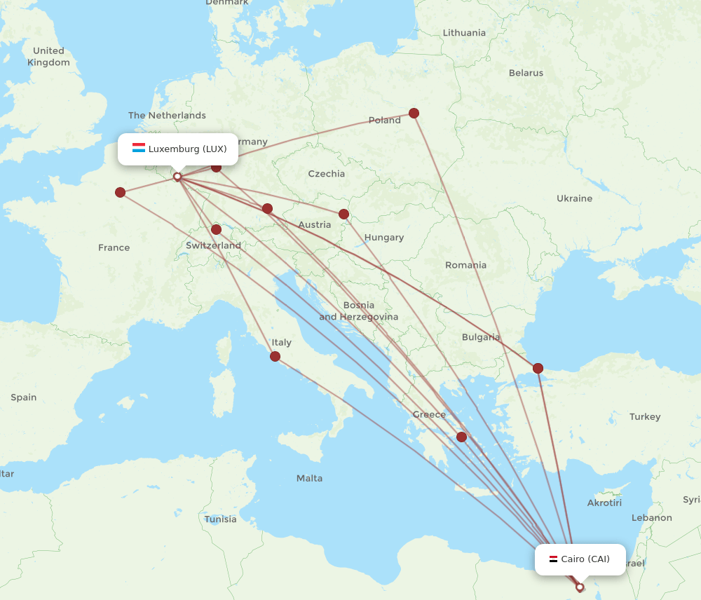 CAI-LUX flight routes