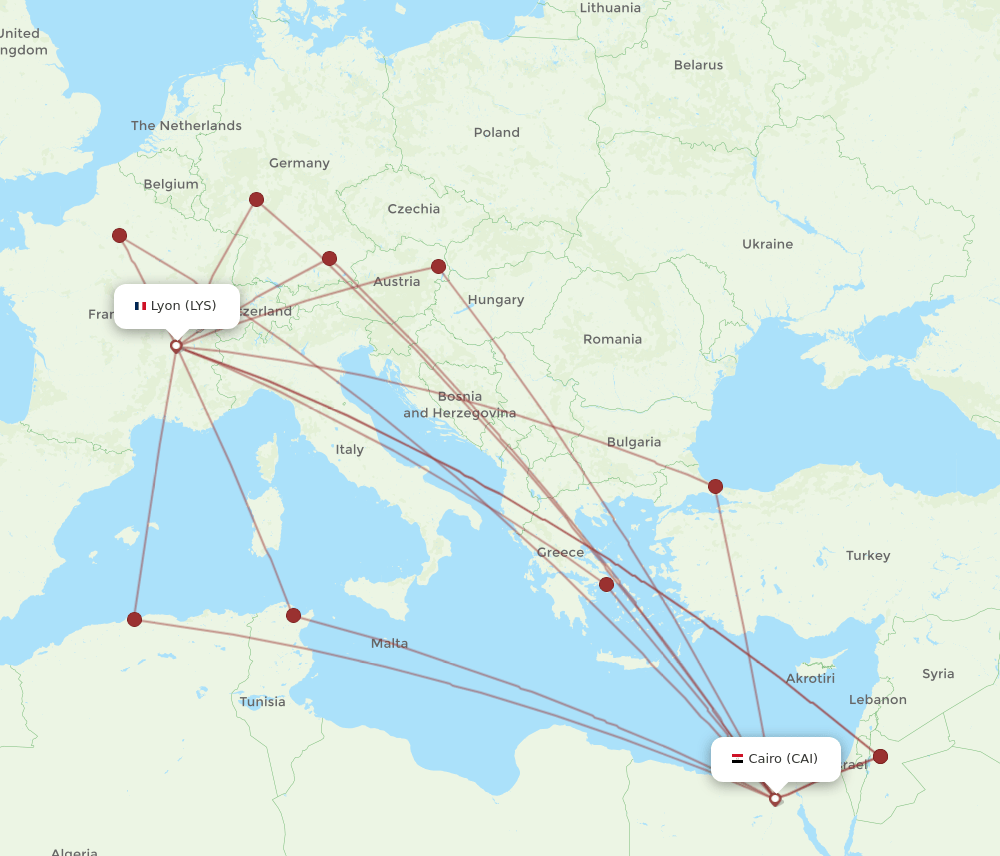 CAI-LYS flight routes