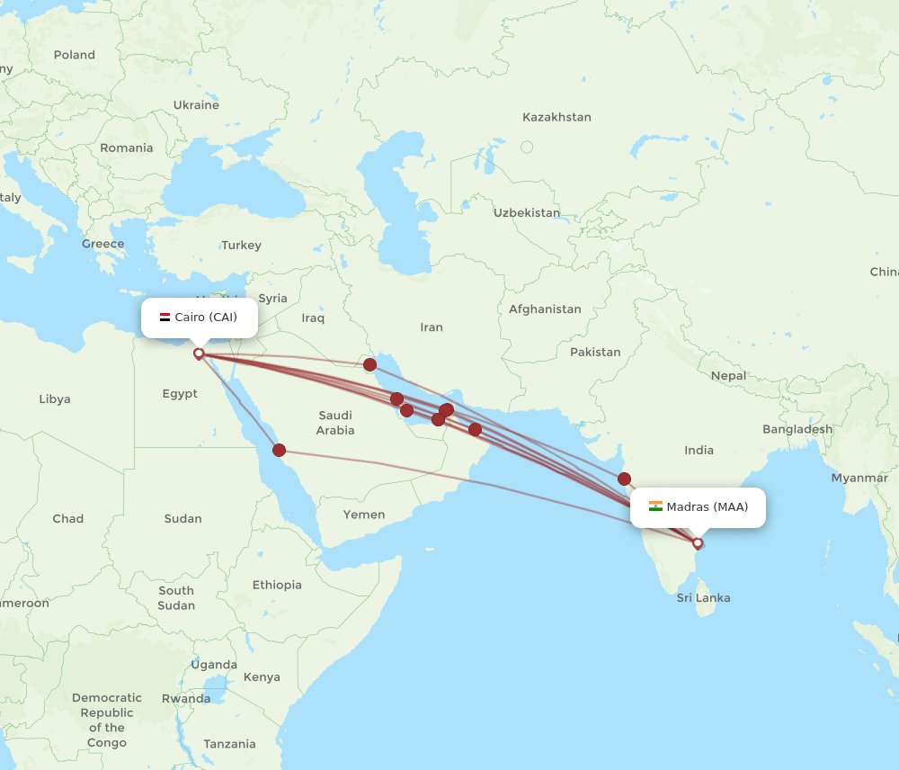 CAI-MAA flight routes