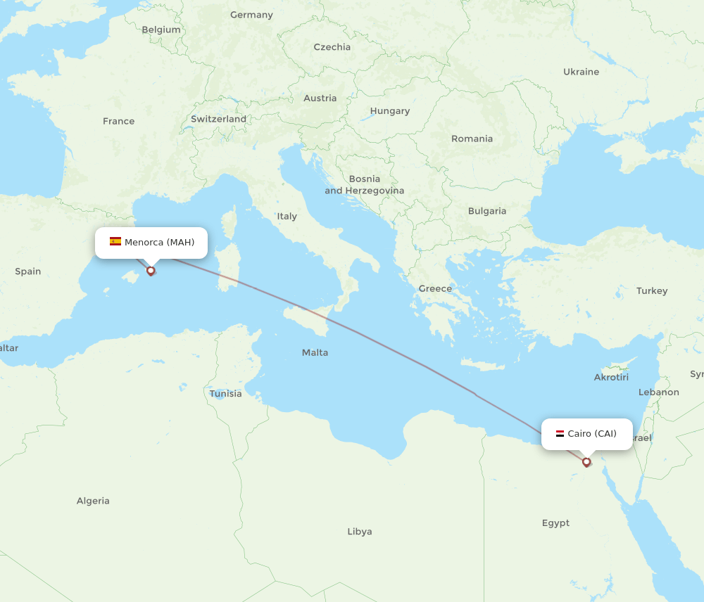 CAI-MAH flight routes