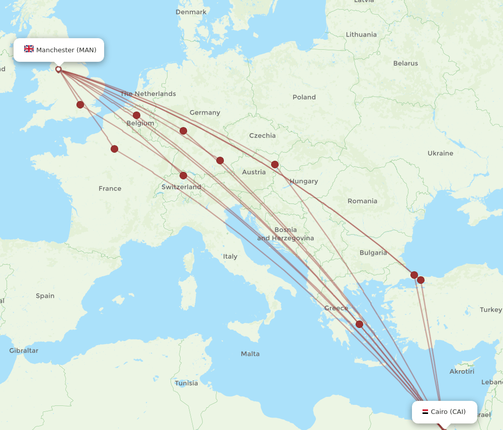 CAI-MAN flight routes
