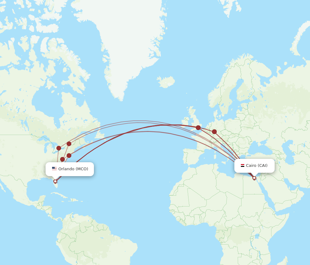 CAI-MCO flight routes